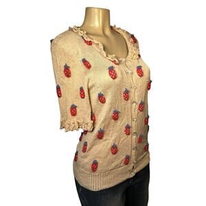 Vintage Patricia Roberts Sweater Womens Small Silk Wool Angora Strawberry Knit 8